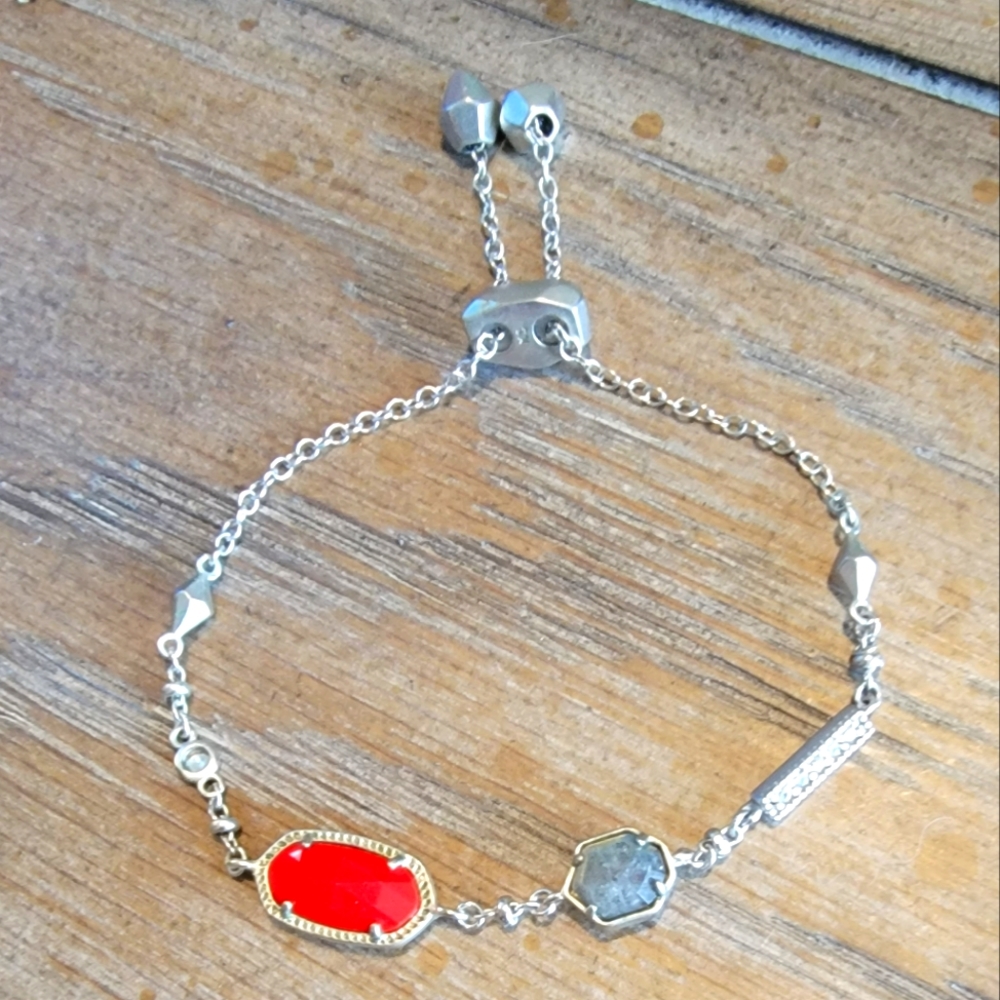 Kendra Scott silver, red, grey and crystal bracelet. Great condition!